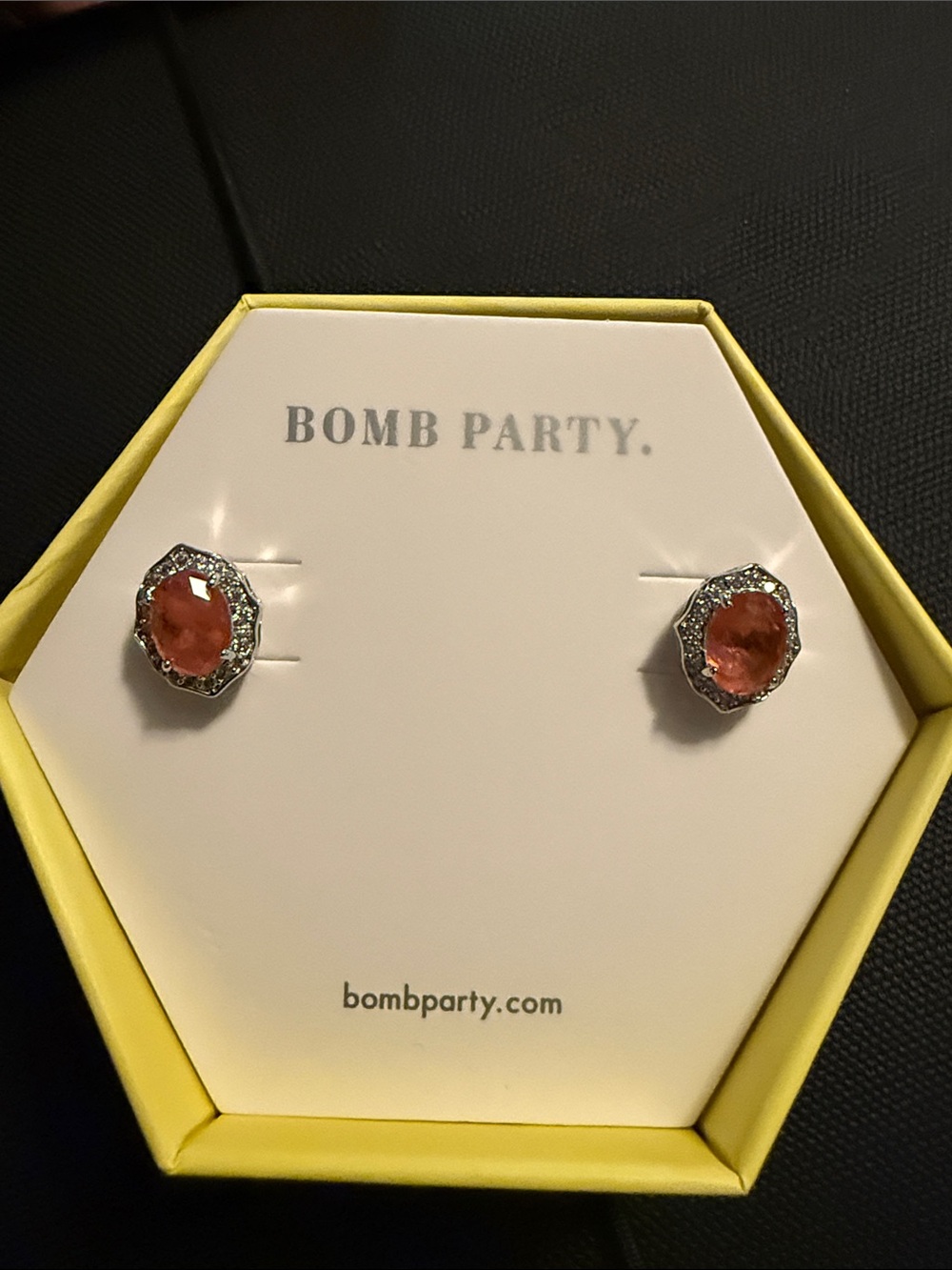 Pink Crystal Halo Stud Earrings